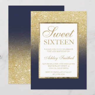 Chic gold Glitzer ombre elegant 16 . Geburtstag Einladung