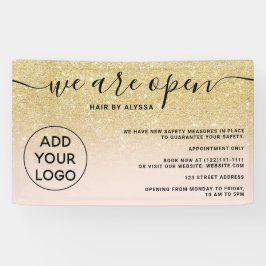 Chic gold Glitzer ombre Logo rot Rosa Wir sind off Banner