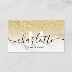 Chic gold Glitzer ombre Marmorlogo Visitenkarte