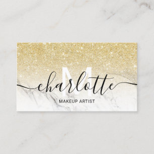 Chic gold Glitzer ombre Marmorname Makeup Logo Visitenkarte