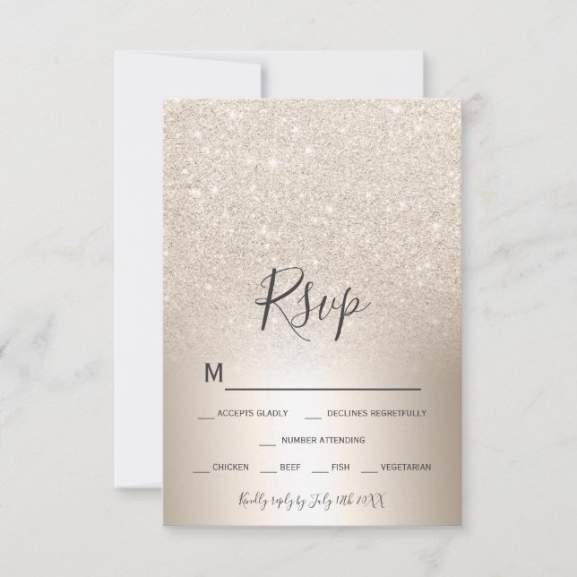 Chic gold Glitzer ombre Metalfolie uAwg RSVP Karte (Vorderseite)