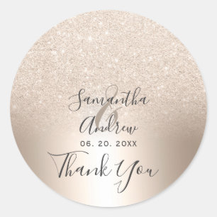 Chic gold Glitzer ombre Metalfolie Vielen Dank Runder Aufkleber