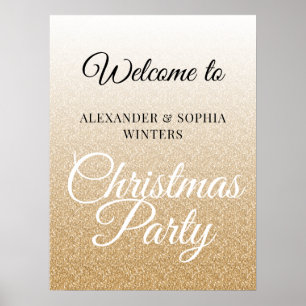 Chic Gold Glitzer Ombre Party Willkommen Poster