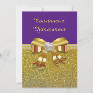 Chic Gold Glitzer Quinceanera Einladung