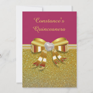 Chic Gold Glitzer Quinceanera Einladung