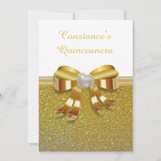 Chic Gold Glitzer Quinceanera Einladung