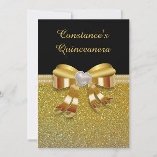 Chic Gold Glitzer Quinceanera Einladung
