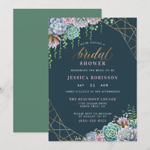 Chic Gold Glitzer Script Succulents Brautparty Einladung