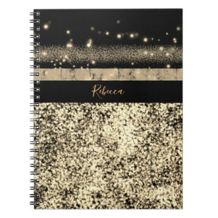 Chic Gold Glitzer Signature Monogram Notizblock