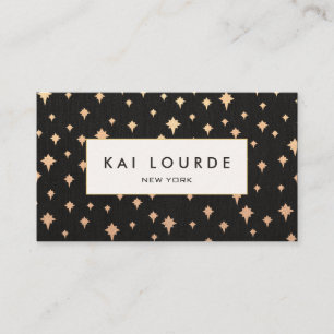 Chic Gold Glitzer Star Black Visitenkarte