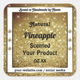 Chic Gold Glitzer Stars Produktmarken Rhinestones Quadratischer Aufkleber