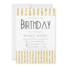 Chic Gold Glitzer Stripes Geburtstagsparty