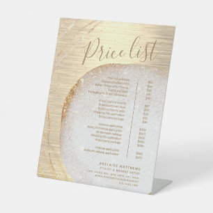 Chic Gold Glitzer Stylist Salon Preisliste Service Sockelschild