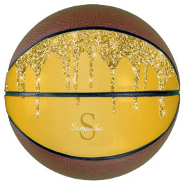 Chic Gold Glitzer Tropfen Sparkle Monogram Name Basketball