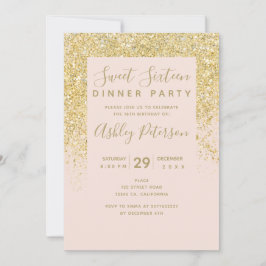 Chic gold Glitzer typografisch rot Rosa Sweet 16 Einladung