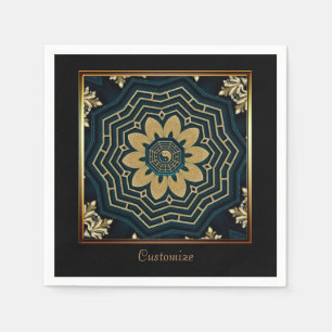 Chic Gold & Green Asian Style 2 Serviette