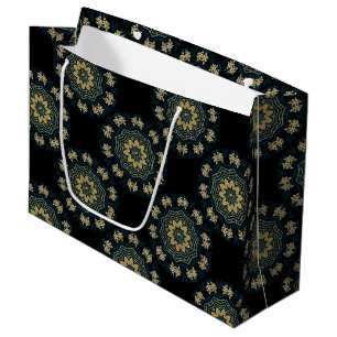 Chic Gold & Green Asian Style Muster Große Geschenktüte