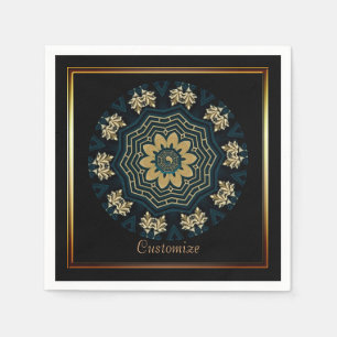 Chic Gold & Green Asian Style Serviette