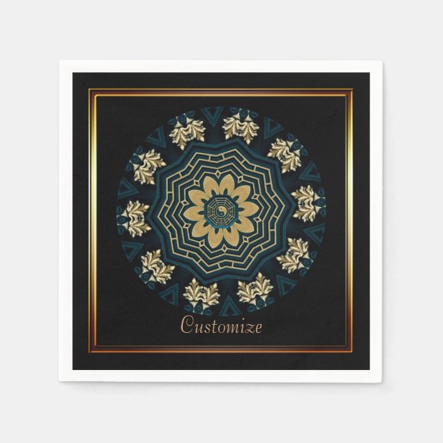 Chic Gold & Green Asian Style Serviette (Vorderseite)