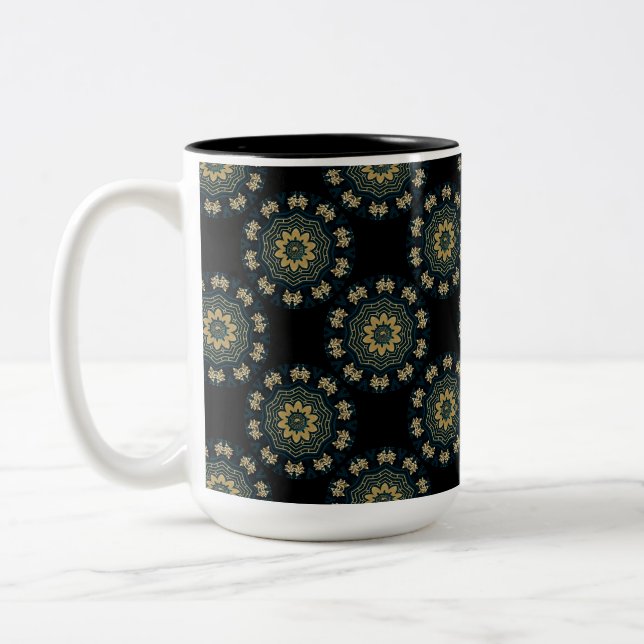 Chic Gold & Green Asian Style Zweifarbige Tasse (Links)