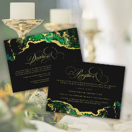 Chic Gold Green Black Empfang Directors Wedding Begleitkarte