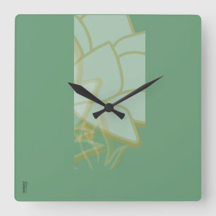 Chic Gold Green White Abstrakt Quadratische Wanduhr