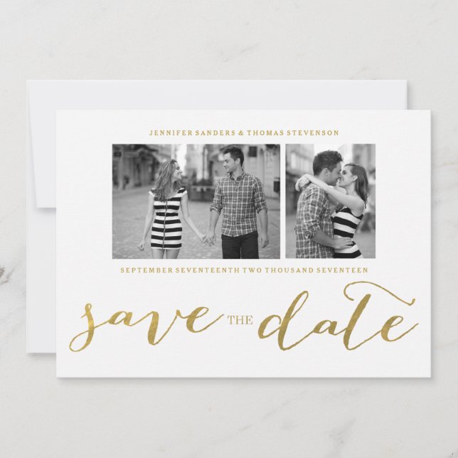 CHIC GOLD HANDSCHRIFTLICHE | FOTO SAVE THE DATE (Vorderseite)