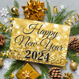 Chic Gold Happy New Year 2024 Company Feiertagskarte