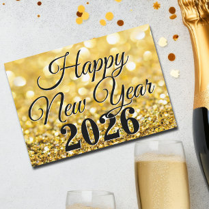 Chic Gold Happy New Year 2026 Custom Feiertagskarte
