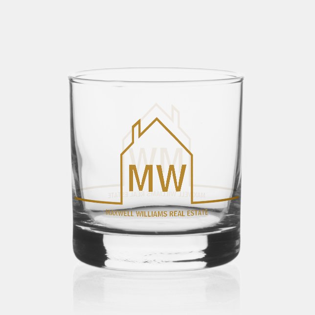 Chic Gold House Real Anwesen Company Realtor Gesch Whiskyglas (Vorderseite)