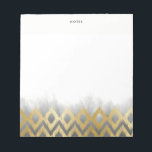 Chic Gold Ikat Muster Grau Personalisiert Notizblock<br><div class="desc">Stilvolles und trendiges Notizblock mit goldenem Blattmuster aus Imitat und grauem Ober. Das wird ein perfekter Akzent für Ihr Büro sein. Personalisieren Sie diese durch Hinzufügen von Namen,  Monogramm oder anderen Details.</div>