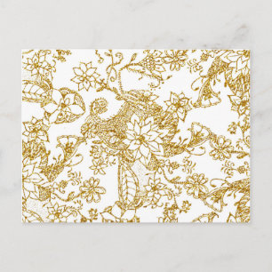 Chic gold Imitate Glitzer handgezeichnet Blumenmus Postkarte