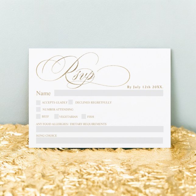 Chic gold kalligraphische uAwg Hochzeit Einladung (Chic gold calligraphy chic rsvp wedding invitation)