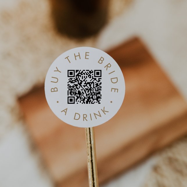 Chic Gold kaufen die Braut ein trinken QR Code Cir Runder Aufkleber (Von Creator hochgeladen)