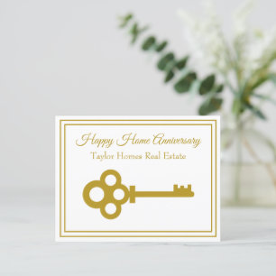 Chic Gold Key Immobilien Happy Home Jubiläum Postkarte