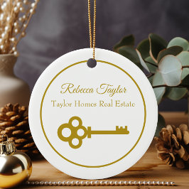 Chic Gold Key Real Anwesen Custom Weihnachten Keramik Ornament