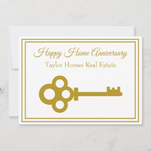 Chic Gold Key Real Anwesen Happy Zuhause Jubiläum Karte