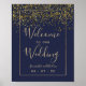 Chic gold Konfetti blauen Hochzeitsempfang Poster (Vorne)