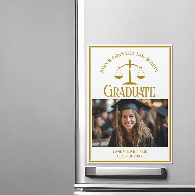 Chic Gold Law School Abschluss Foto Magnet-Karte Magnetkarte (Von Creator hochgeladen)