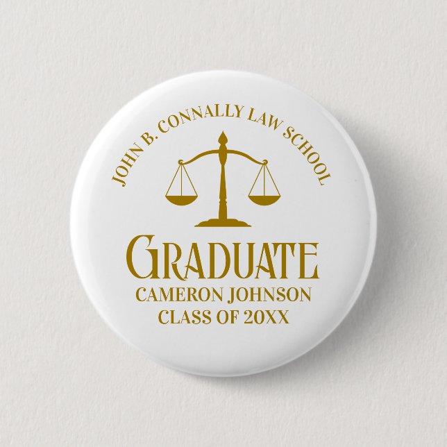 Chic Gold Law School Abschluss Name Tag Button (Vorderseite)
