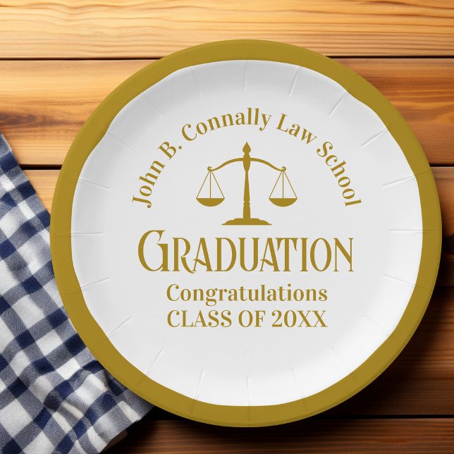 Chic Gold Law School Custom Graduation Party Pappteller (Von Creator hochgeladen)