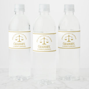 Chic Gold Law School Custom Graduation Party Wasserflaschenetikett