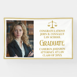 Chic Gold Law School Foto Graduation Party Banner