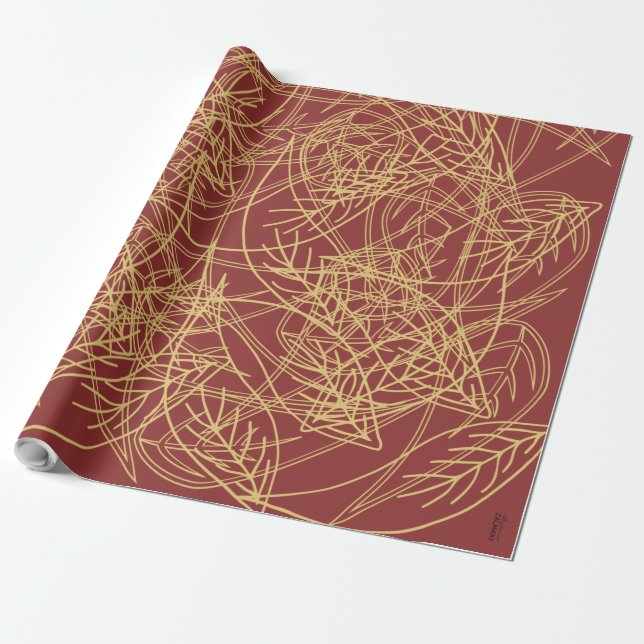 Chic Gold Leaf Burgund Classic Muster Geschenkpapier (Ungerollt)