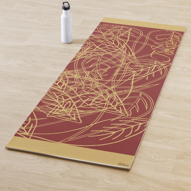 Chic Gold Leaf Burgund Classic Muster Yogamatte (Beispiel)