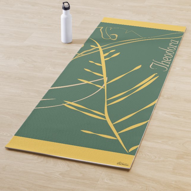 Chic Gold Leaf Grüner Hintergrund Yogamatte (Beispiel)