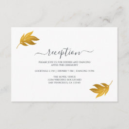 Chic Gold Leaf Minimal Hochzeitsempfang Begleitkarte