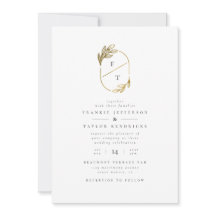 Chic Gold Leaf Monogram | Minimalistisches Hochzei