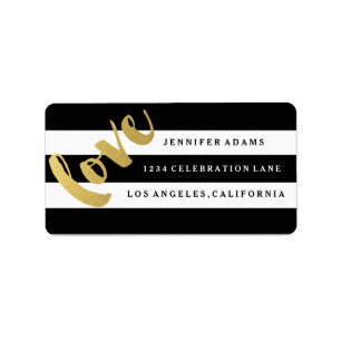 Chic Gold LIEBE Black Strip Address Labels Adressaufkleber