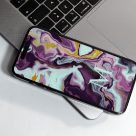 Chic Gold Lila Marble Monogram Case-Mate iPhone Hülle